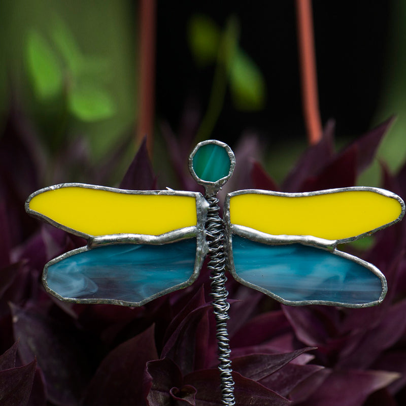 Stained Glass Dragonfly Garden Stick